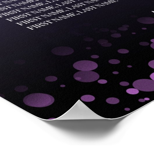 紫エレガントの座席表の結婚デイジー ポスター (角)