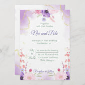 紫エレガントの招待 招待状 (正面/裏面)