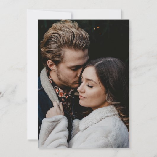 紫エレガントの書カジュアル道の写真結婚の 招待状 (裏面)