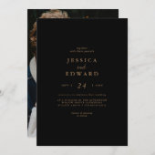 紫エレガントの書カジュアル道の写真結婚の 招待状 (正面/裏面)