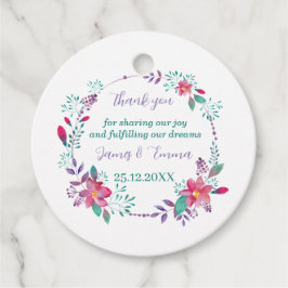 紫エレガントの木の離れカスタムの結婚式 フェイバータグ