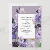 紫エレガントの水彩フローラの結婚写真 招待状 (正面)