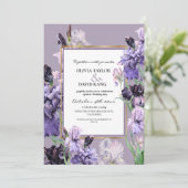 紫エレガントの水彩フローラの結婚写真 招待状 (スタンド正面)