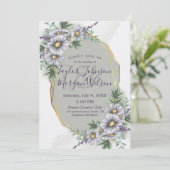 紫エレガントの水彩フローラ結婚の出現 招待状 (スタンド正面)