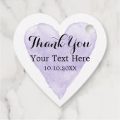 紫エレガントの水彩愛ハート形結婚状 フェイバータグ (裏面)