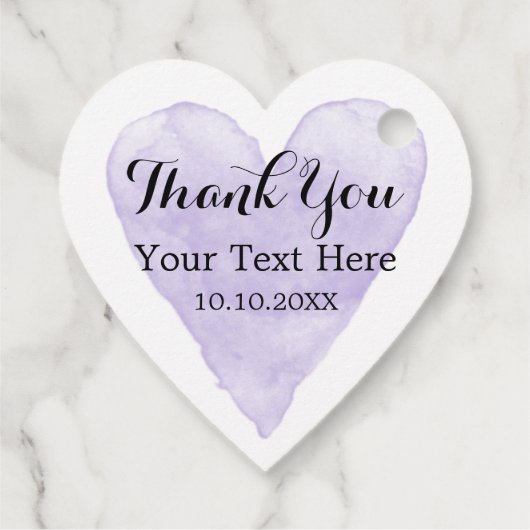 紫エレガントの水彩愛ハート形結婚状 フェイバータグ (裏面)