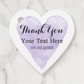 紫エレガントの水彩愛ハート形結婚状 フェイバータグ (正面)
