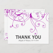 紫エレガントの渦巻き結婚が感謝 ポストカード (正面/裏面)