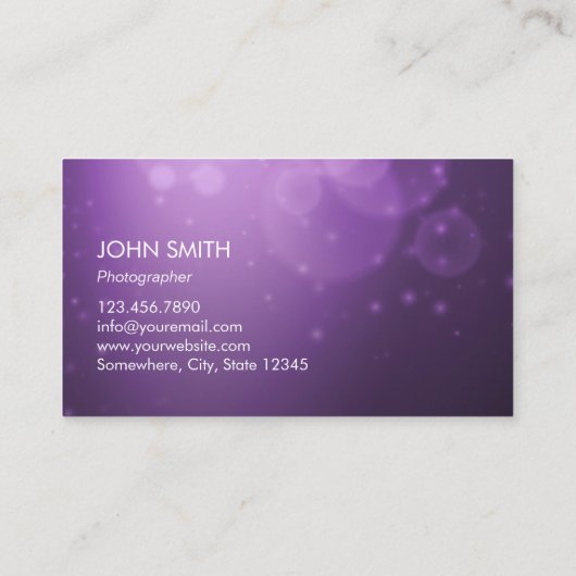 紫エレガントの背景のモダン写真 名刺 (裏面)