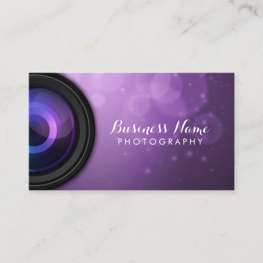 紫エレガントの背景のモダン写真 名刺 (正面)