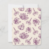 紫エレガントの花と赤面ピンクのイニシャル名 ノートカード (裏面)