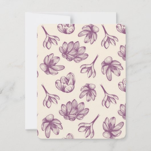 紫エレガントの花と赤面ピンクのイニシャル名 ノートカード (裏面)