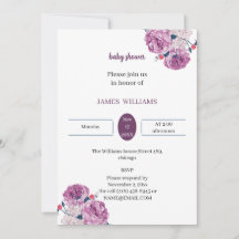 紫エレガントの花のカスタマイズ赤ちゃんシャワー