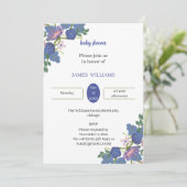 紫エレガントの花のカスタマイズ赤ちゃんシャワー 招待状 (スタンド正面)