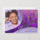 紫エレガントの花のスクリプト |写真モダングラード 案内状 (正面)