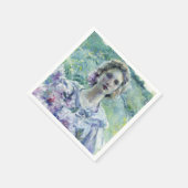 紫エレガントの花を持つ女の子（ロバート・リード） スタンダードカクテルナプキン (角)