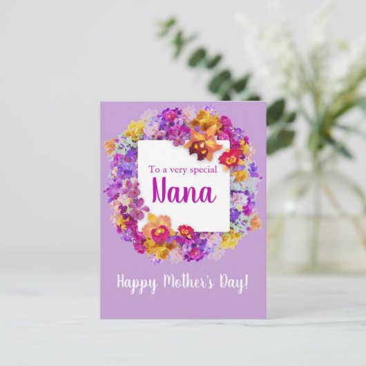 紫エレガントの花ナナマザーの日 ポストカード (スタンド正面)