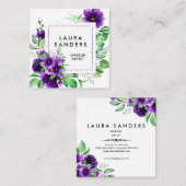 紫エレガントの花メイクアップアーティスト スクエア名刺 (正面/裏面)