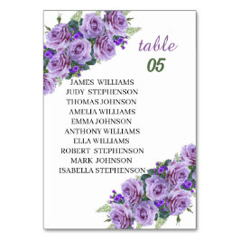 紫エレガントの花結婚の テーブルナンバー