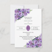紫エレガントの花結婚の 招待状 (正面)
