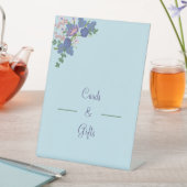 紫エレガントの花結婚式のカードと贈り物 台座サイン (インサイチュ)