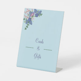 紫エレガントの花結婚式のカードと贈り物 台座サイン