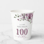 紫エレガントの花100th誕生日パーティー 紙コップ (裏面)