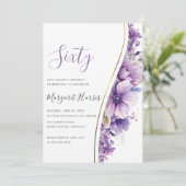 紫エレガントの花60位60誕生日 招待状 (スタンド正面)