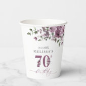 紫エレガントの花70th誕生日パーティー 紙コップ (裏面)