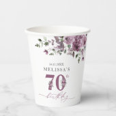 紫エレガントの花70th誕生日パーティー 紙コップ (正面)