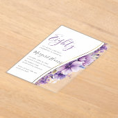 紫エレガントの花80位80誕生日 アクリル招待状 (レイダウン)