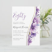 紫エレガントの花80位80誕生日 招待状 (スタンド正面)