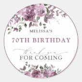 紫エレガントの花Any Age誕生日 ラウンドシール (正面)