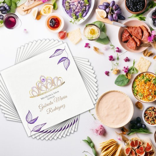 紫エレガントの葉とティアラ・キンチェニェラ スタンダードランチョンナプキン