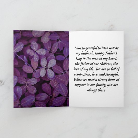 紫エレガントの葉の父の日 シーズンカード (内部)