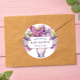 紫エレガントの薄紫モダン素朴赤ちゃんシャワー ラウンドシール