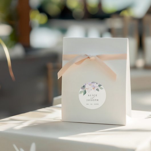 紫エレガントの蘭と緑の結婚香り ラウンドシール