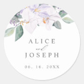 紫エレガントの蘭と緑の結婚香り ラウンドシール (正面)