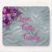 紫エレガントの蘭の愛、信仰、家族 マウスパッド (正面)