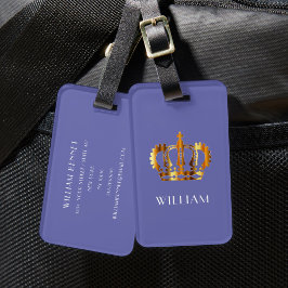 紫エレガントの金ゴールドフェイククラウン ラゲッジタグ