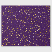 紫エレガントの金ゴールド星 ラッピングペーパー (フラット)