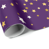 紫エレガントの金ゴールド星 ラッピングペーパー (ロールコーナー)