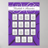 紫エレガントの15結婚テーブル座席表 ポスター (正面)