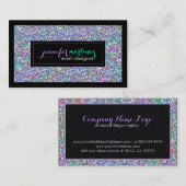 紫エレガントカラフル色のグリッターとキラキラ3 名刺 (正面/裏面)