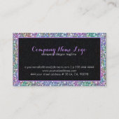 紫エレガントカラフル色のグリッターとキラキラ3 名刺 (裏面)