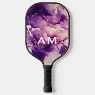 紫エレガントガーリー大理石フェイクグリッター ピックルボールラケット