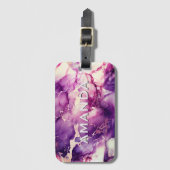 紫エレガントガーリー大理石フェイクグリッター ラゲッジタグ (正面縦)