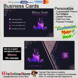 紫エレガントガーリー海軍グリッターQRコード 名刺