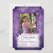 紫エレガントキンセアニェラファンシーつる植物写真縁ど 招待状 (正面)