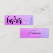 紫エレガントグラデーションのラッシュと眉の手書き スキニー名刺 (正面/裏面)